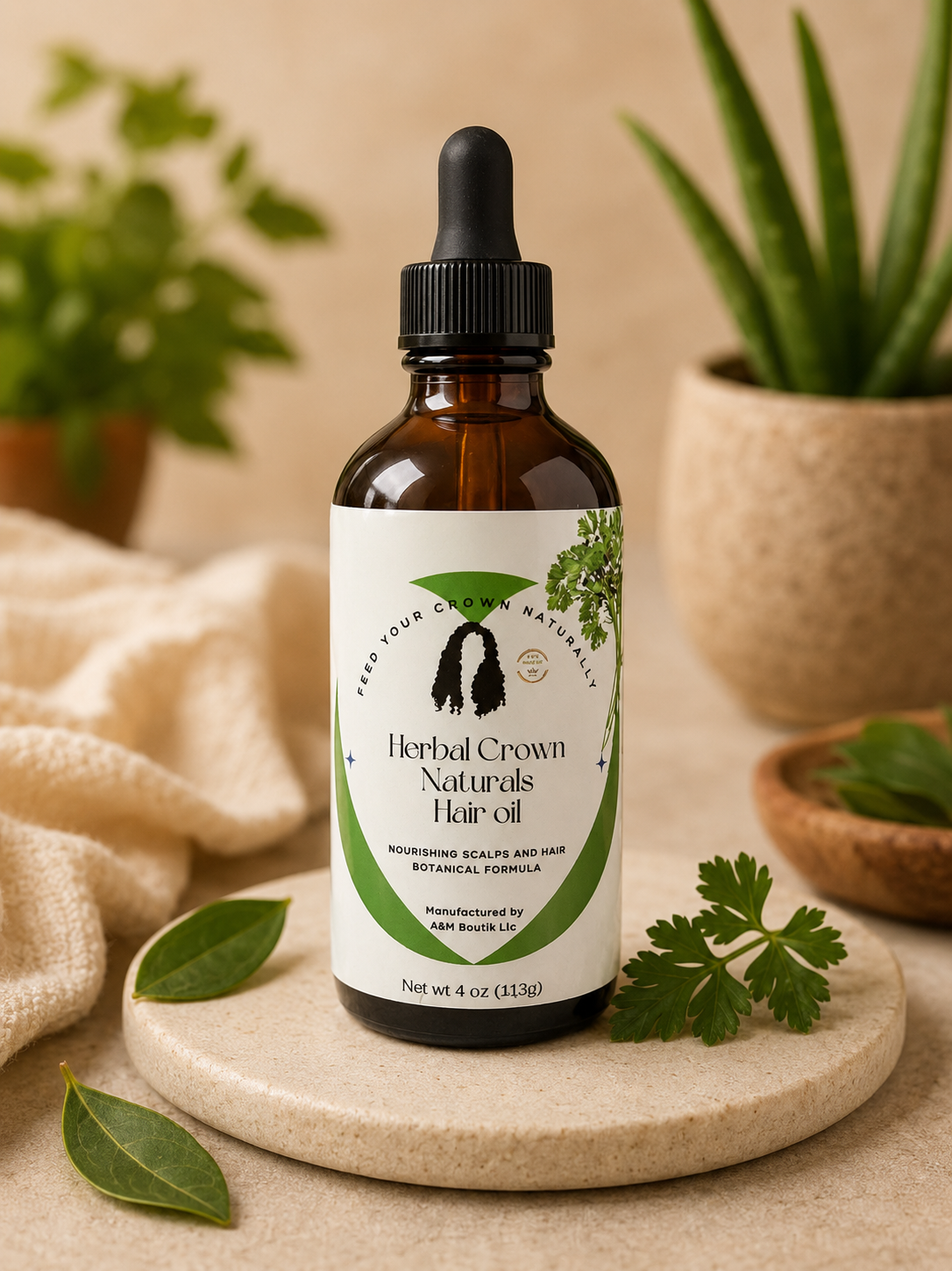 Herbal crown natural hair oil treatment
